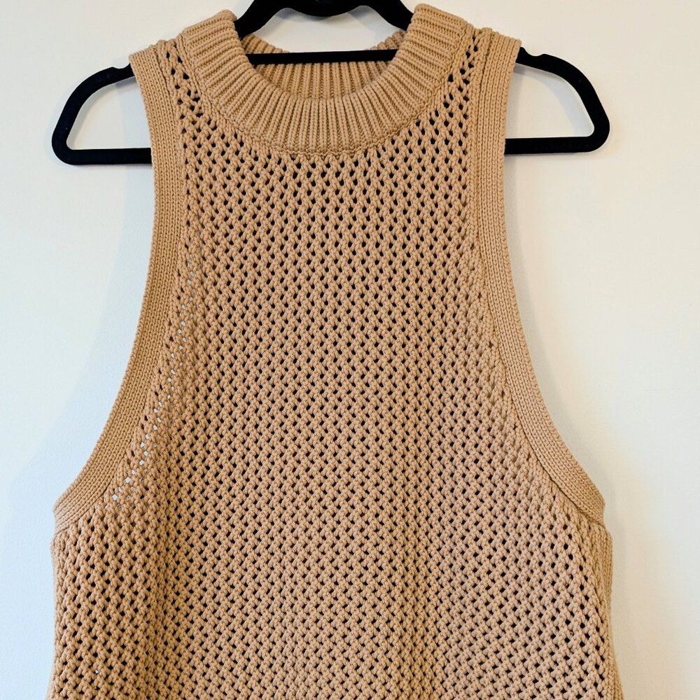 Tibi tan loose knitted tank top